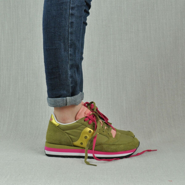 Saucony Jazz Triple 60530/23 colore olive gold, suola tripla ammortizzazione lacci in due colori edizione limitata