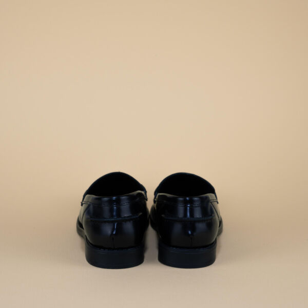 Loafer mocassino nero scarpa donna bassa in pelle abrasivata made in italy