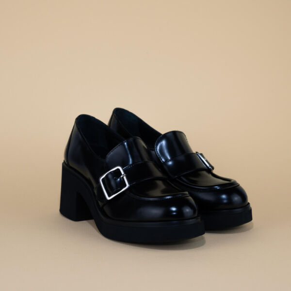 nero tacco medio scarpa donna tacco cm 6 in pelle abrasivata made in italy
