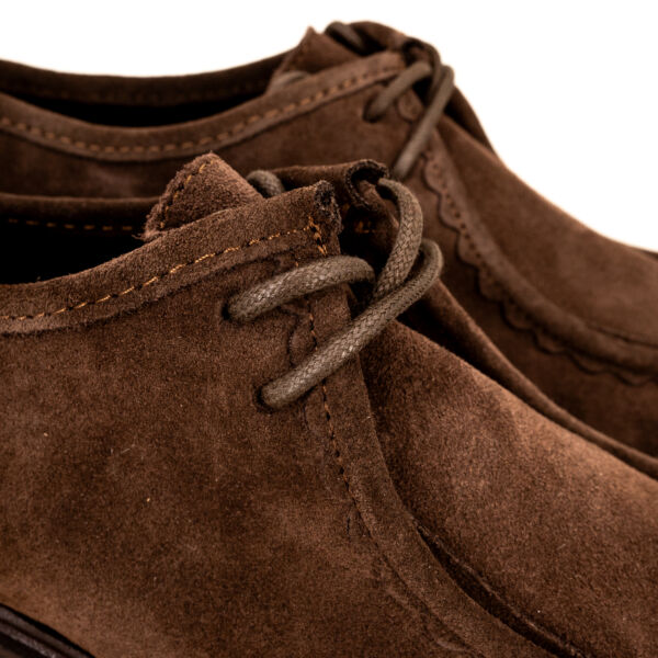 Les Tulipes mocassino allacciato in pelle marrone con lacci e suola in gomma naturale, Made in Italy. Scarpa donna stile Sebago.