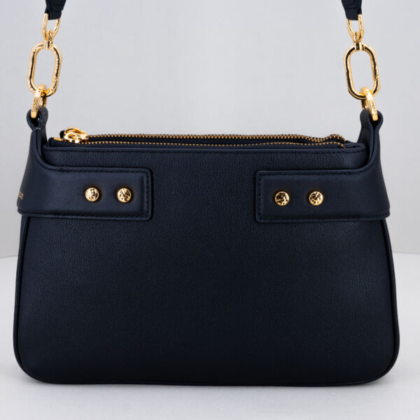 Borbonese borsa piatta tracolla nera , borsa donna in vera pelle elegante e raffinata con tracolla tono su tono regolabile. Due zip e tasca centrale.