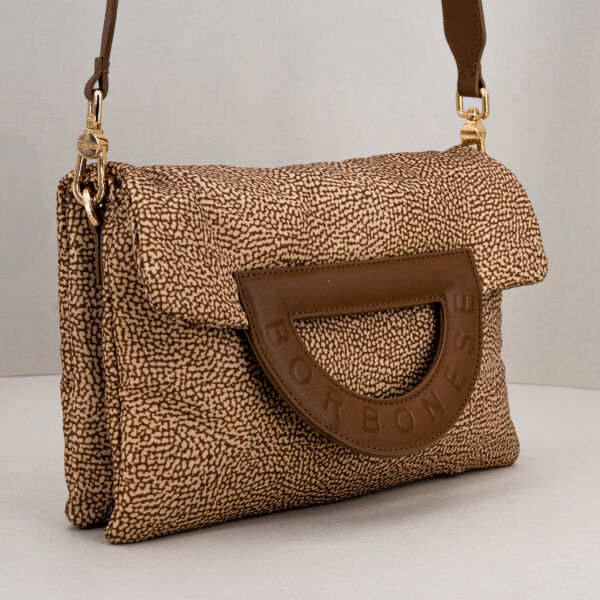 Borbonese borsa tracolla piccola marrone, con tracolla removibile da usare anche pochette a mano