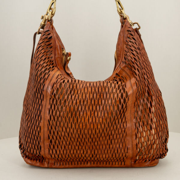 Campomaggi borsa a spalla "Mangrovia" cognac, borsa donna in morbida pelle artigianale italiana.