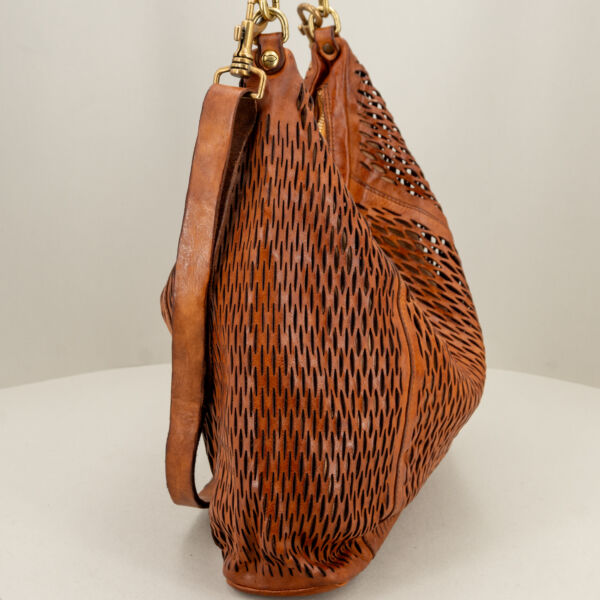 Campomaggi borsa a spalla "Mangrovia" cognac, borsa donna in morbida pelle artigianale italiana.