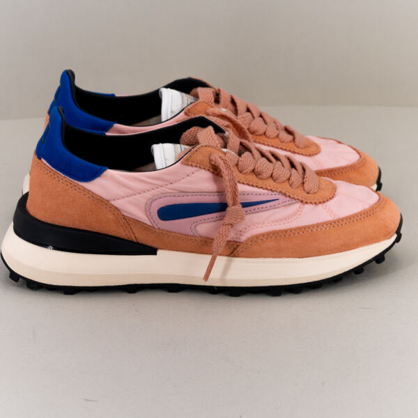 D.A.T.E. sneaker Athleta vintage pink, scarpa sportiva donna in nylon morbida e comoda colorata di rosa e blu.