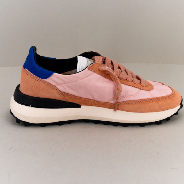 D.A.T.E. sneaker Athleta vintage pink, scarpa sportiva donna in nylon morbida e comoda colorata di rosa e blu.