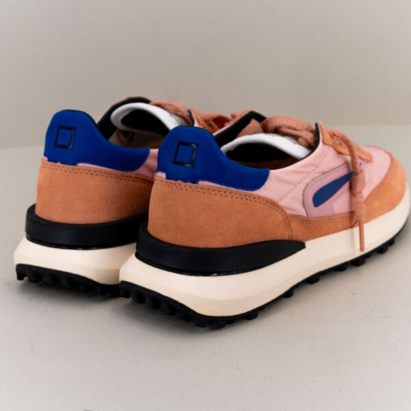 D.A.T.E. sneaker Athleta vintage pink, scarpa sportiva donna in nylon morbida e comoda colorata di rosa e blu.