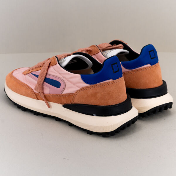 D.A.T.E. sneaker Athleta vintage pink, scarpa sportiva donna in nylon morbida e comoda colorata di rosa e blu.