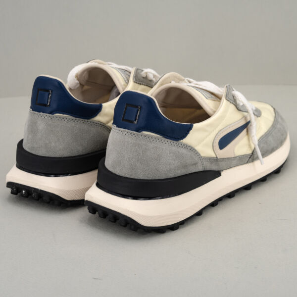 D.A.T.E. sneaker Athleta nylon avorio, scarpa sportiva da uomo stile vintage, suola rialzata e morbida. Sneaker comoda e traspirante