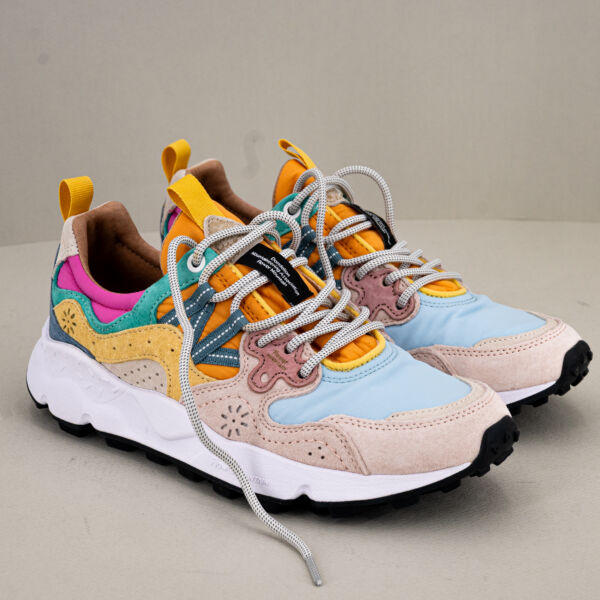 Flower Mountain sneaker Yamano 3 rosa violetto scarpa sportiva donna in tessuto tecnico e suede.