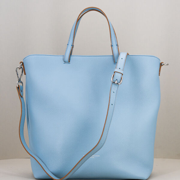 Gianni Chiarini borsa a mano azzurra Aida, manici in pelle e tracolla regolabile e removibile in pelle.