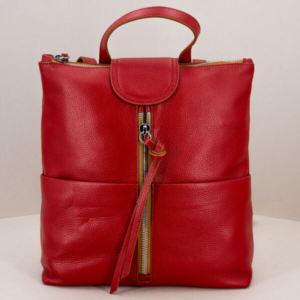 Gianni Chiarini borsa zaino Giada rosso in vera pelle con tasche esterne e interne, manico e spallacci regolabili. Borsa donna da lavoro elegante