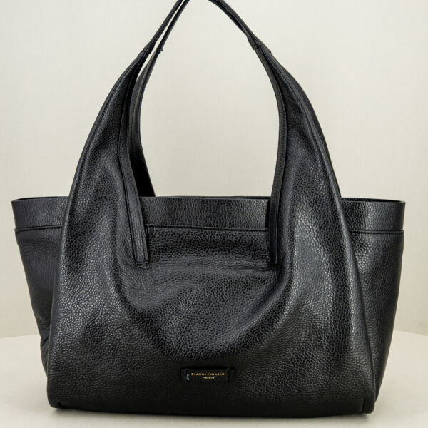 Gianni Chiarini borsa a spalla Giulia nera, in vera pelle, linee morbide con due manici e tracolla removibile