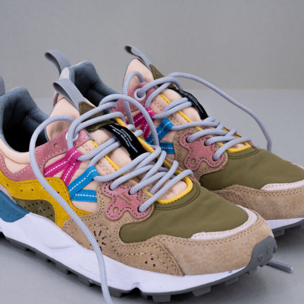 Flower Mountain sneaker Yamano 3 rosa in tessuto tecnico e suede, occhielli rinforzati stile trekkink, scarpa sportiva donna comoda