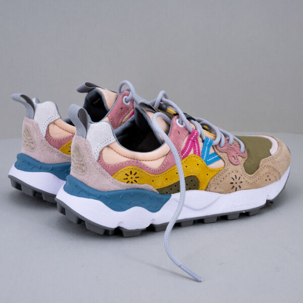 Flower Mountain sneaker Yamano 3 rosa in tessuto tecnico e suede, occhielli rinforzati stile trekkink, scarpa sportiva donna comoda