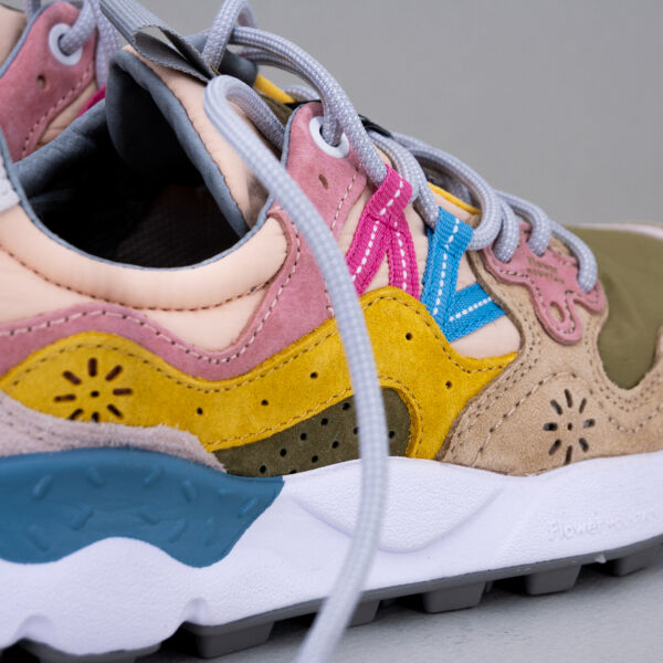Flower Mountain sneaker Yamano 3 rosa in tessuto tecnico e suede, occhielli rinforzati stile trekkink, scarpa sportiva donna comoda