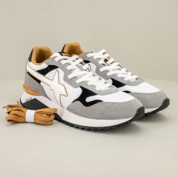 W6YZ sneaker Yak M bianca, suola ammortizzata in tessuto tecnico e suede. Scarpa uomo sportiva e comoda