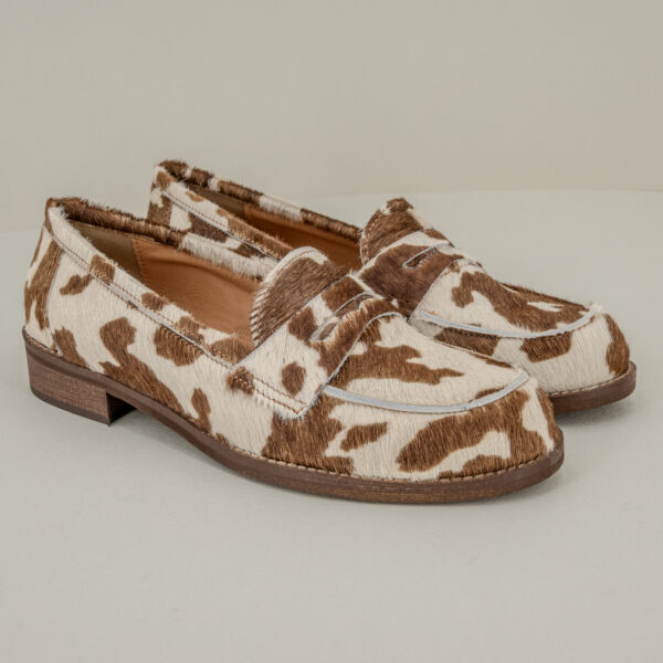 Ovyé mocassino in cavallino scarpa donna comoda in pelle ed ecopelle, tacco 3 cm