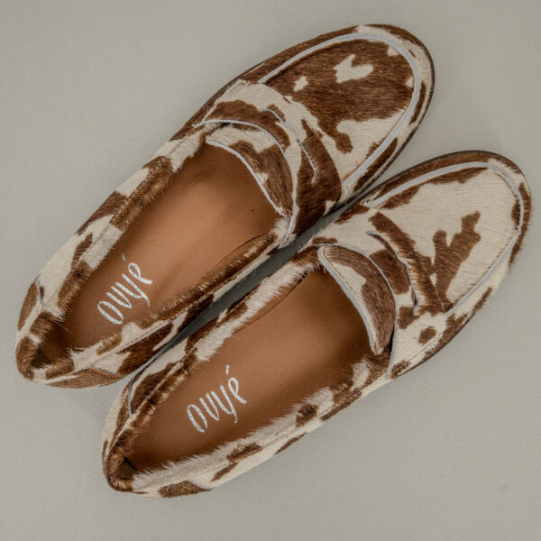 Ovyé mocassino in cavallino scarpa donna comoda in pelle ed ecopelle, tacco 3 cm