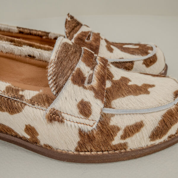 Ovyé mocassino in cavallino scarpa donna comoda in pelle ed ecopelle, tacco 3 cm