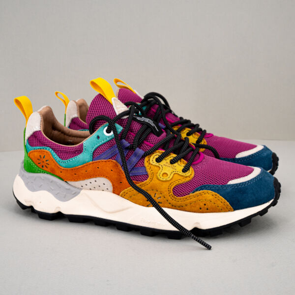 Flower Mountain sneaker Yamano 3 bluette in tessuto tecnico e suede, colorata e comoda