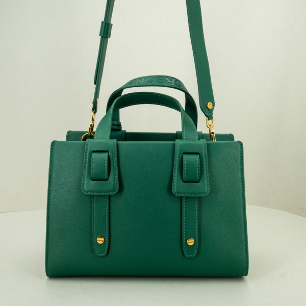 Borbonese borsa bauletto pelle verde borsa donna a mano con tracolla in pelle removibile. Elegante.