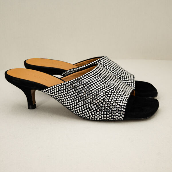 Audley ciabatta elegante con strass, tacco basso comodo e sottopiede in pelle imbottito.