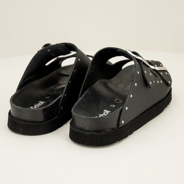 Scholl sandalo nero borchie Beatriz con fasce regolabili da fibbie, in vera pelle