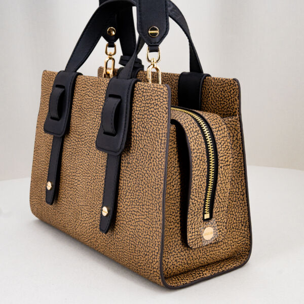 Borbonese borsa bauletto in graffiti borsa donna a mano con tracolla in pelle removibile. Elegante.
