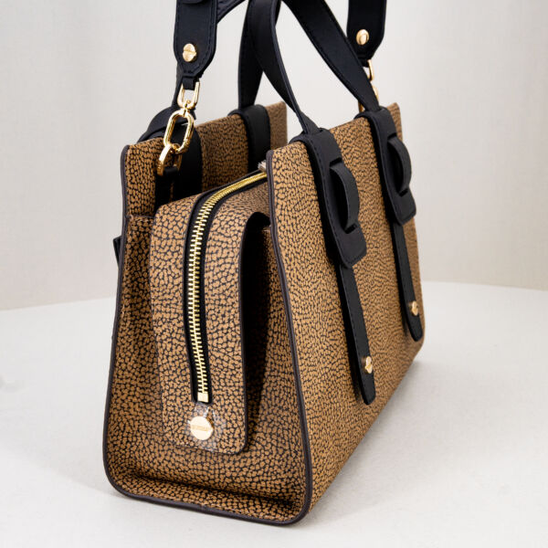 Borbonese borsa bauletto in graffiti borsa donna a mano con tracolla in pelle removibile. Elegante.