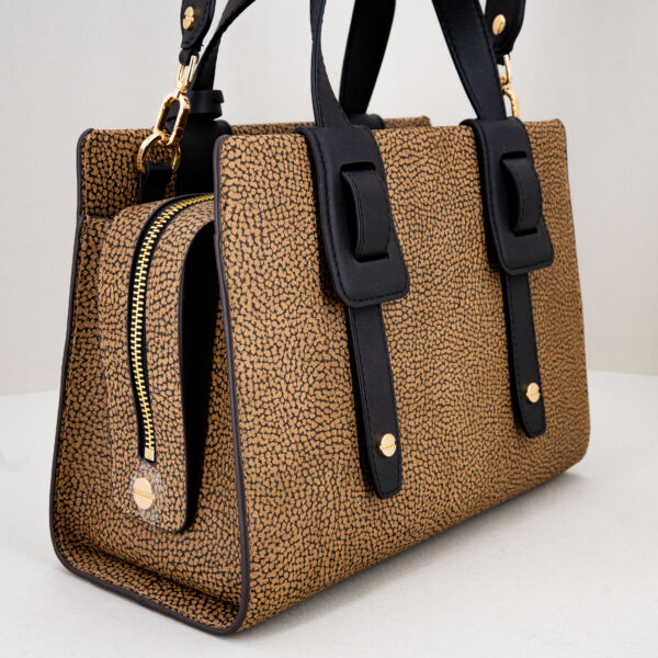 Borbonese borsa bauletto in graffiti borsa donna a mano con tracolla in pelle removibile. Elegante.
