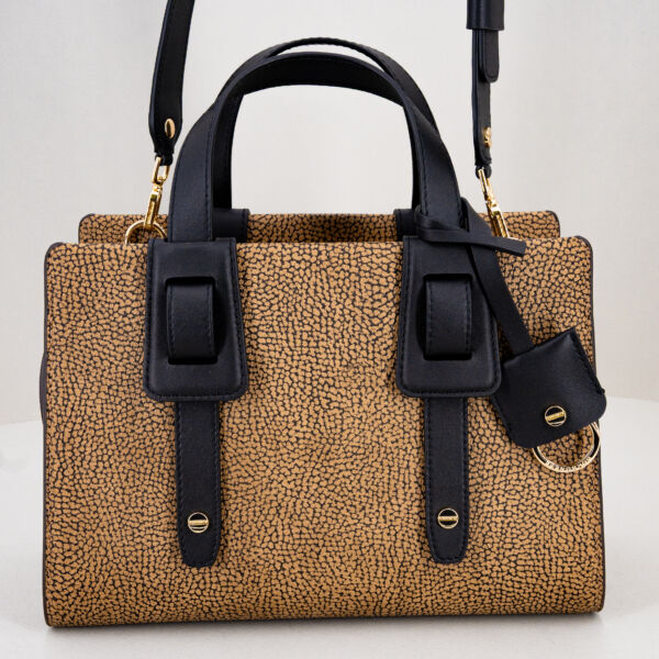 Borbonese borsa bauletto in graffiti borsa donna a mano con tracolla in pelle removibile. Elegante.