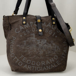 Campomaggi borsa in tela canva militare large, , in tela vela resistente e pratica con finiture in pregiata pelle. Borsa unisex da Stefano Ascari Spilamberto (Mo)
