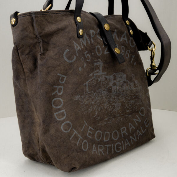 Campomaggi borsa in tela canva militare large, , in tela vela resistente e pratica con finiture in pregiata pelle. Borsa unisex da Stefano Ascari Spilamberto (Mo)