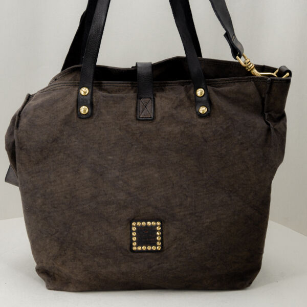Campomaggi borsa in tela canva militare large, , in tela vela resistente e pratica con finiture in pregiata pelle. Borsa unisex da Stefano Ascari Spilamberto (Mo)