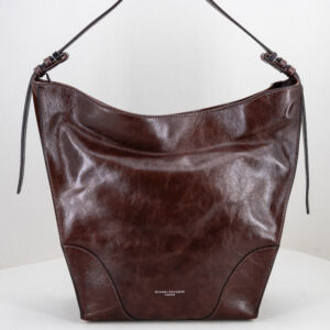 Gianni Chiarini borsa a spalla Merida, in pregiata pelle colore marrone, con spallaccio. Stile retrò anni '70. Stefano Ascari spilamberto (mo)