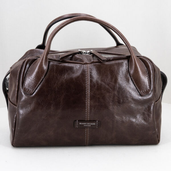 Gianni Chiarini borsa bauletto marrone, con doppio manico e tracolla in pelle removibile. Borsa elegante dallo stile vintage. Stefano Ascari spilamberto (mo)