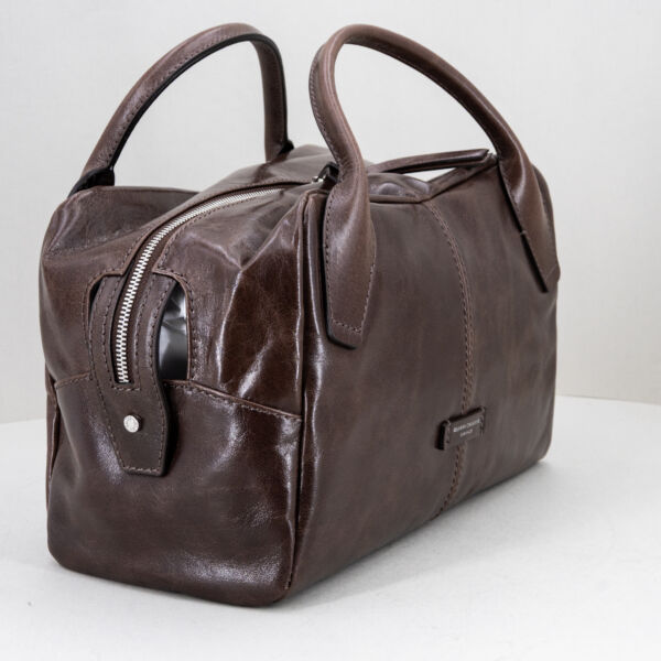 Gianni Chiarini borsa bauletto marrone, con doppio manico e tracolla in pelle removibile. Borsa elegante dallo stile vintage. Stefano Ascari spilamberto (mo)