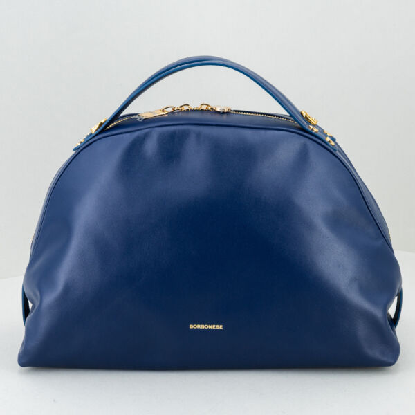 Borbonese sexy bag in pelle blu, borsa donna elegante e raffinata. Doppio manico per uso a mano o borsa con tracolla in pelle. Stefano Ascari spilamberto (mo)