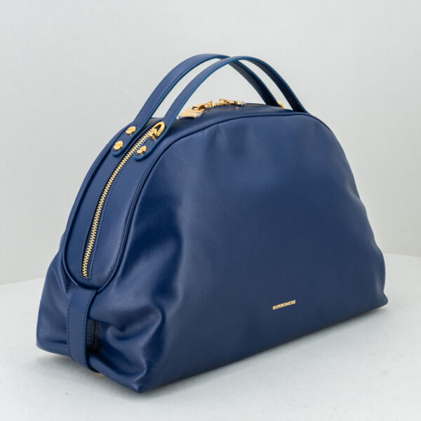 Borbonese sexy bag in pelle blu, borsa donna elegante e raffinata. Doppio manico per uso a mano o borsa con tracolla in pelle. Stefano Ascari spilamberto (mo)