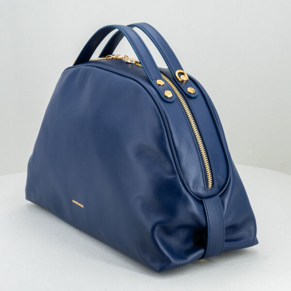 Borbonese sexy bag in pelle blu, borsa donna elegante e raffinata. Doppio manico per uso a mano o borsa con tracolla in pelle. Stefano Ascari spilamberto (mo)