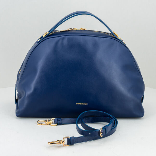 Borbonese sexy bag in pelle blu, borsa donna elegante e raffinata. Doppio manico per uso a mano o borsa con tracolla in pelle. Stefano Ascari spilamberto (mo)