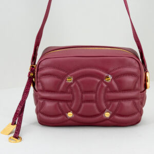 Borbonese camera case pelle merlot, borsa donna in pregiata pelle, stile anni '70 con motivi . Tracolla regolabile. Stefano Ascari spilamberto (mo)