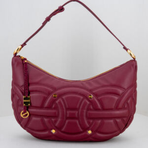 Borbonese borsa hobo merlot medium, borsa donna elegante forma luna bag con spallaccio in tapiro tono su tono e motivi ricamati Borbonese. Stefano Ascari spilamberto (mo)