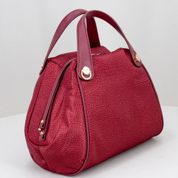 Borbonese hand bag rosso merlot, con tracolla regolabile e removibile. Borsa pratica ed elegante. Stefano Ascari Spilamberto (mo)