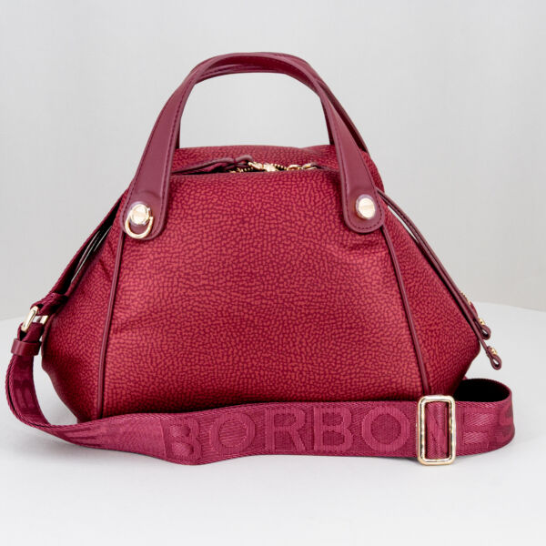 Borbonese hand bag rosso merlot, con tracolla regolabile e removibile. Borsa pratica ed elegante. Stefano Ascari Spilamberto (mo)