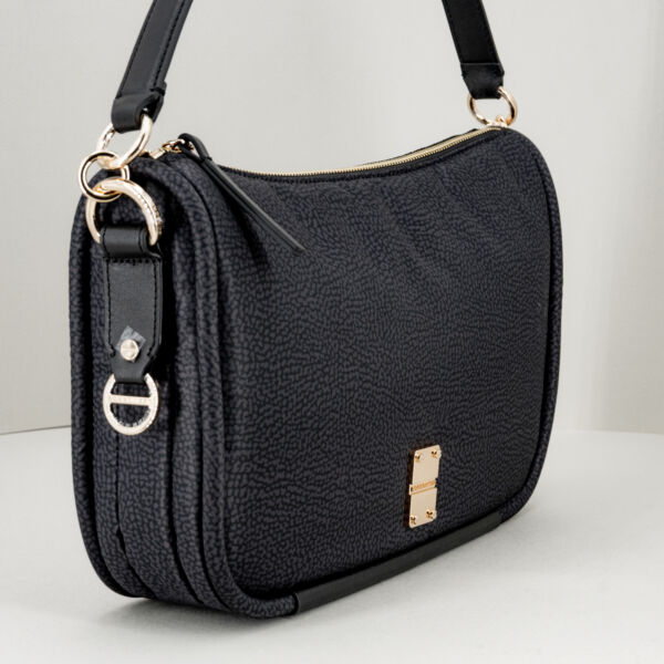 Borbonese hobo tracolla nera, borsa donna in nylon e pelle, spallaccio e trracolla, look retrò. Borsa elegante e pratica. Stefano Ascari spilamberto (mo)