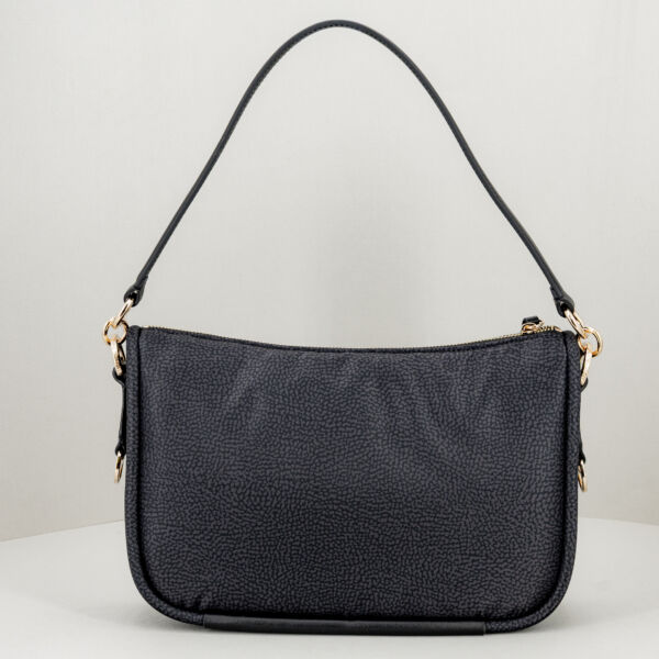 Borbonese hobo tracolla nera, borsa donna in nylon e pelle, spallaccio e trracolla, look retrò. Borsa elegante e pratica. Stefano Ascari spilamberto (mo)