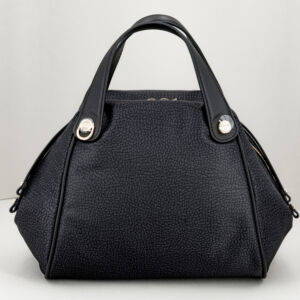 Borbonese hand bag nero, borsa da donna elegante in nylon e pregiata pelle. Stefano Ascari Spilamberto (mo)