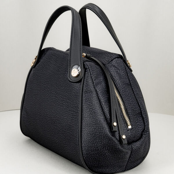 Borbonese hand bag nero, borsa da donna elegante in nylon e pregiata pelle. Stefano Ascari Spilamberto (mo)